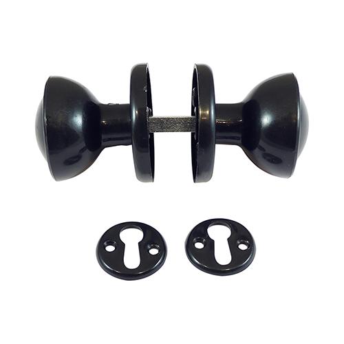 TIMCO Plastic Rim / Mortice Knob Set - Black (50mm, TIMbag of 1)