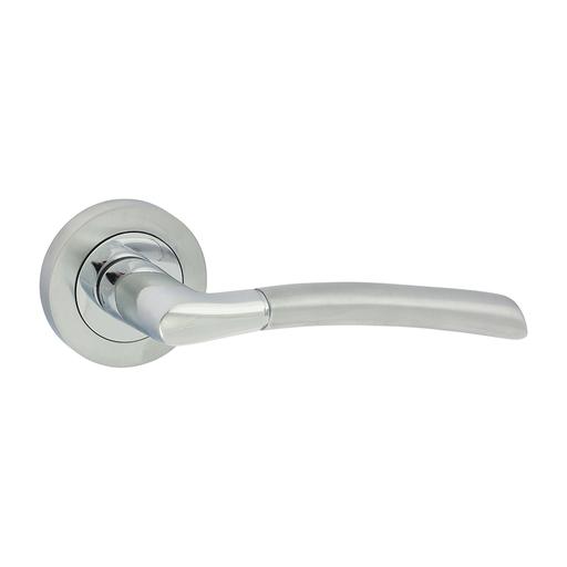 TIMCO Shavington Lever On Rose Handles - Polished & Satin Chrome (51mm, Blister Pack of 1)