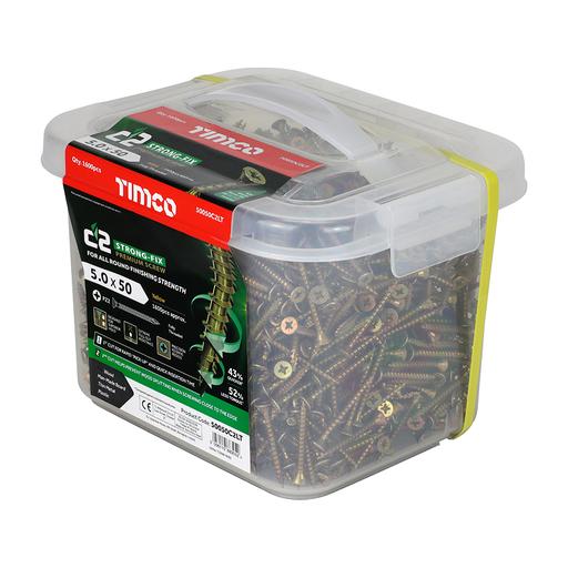 TIMCO C2 Strong-Fix - PZ - Double Countersunk - Twin-Cut - Yellow (5.0 x 50, Tub of 1600)