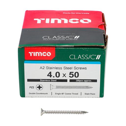 TIMco Classic Multi-Purpose Screws - PZ - Double Countersunk - Stainless Steel 4.0x50mm