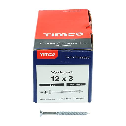 TIMco Twin-Thread Woodscrews - PZ - Double Countersunk - Zinc 6.0x80mm