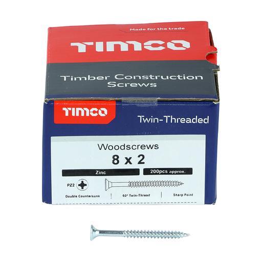 TIMco Twin-Thread Woodscrews - PZ - Double Countersunk - Zinc 4.0x50mm