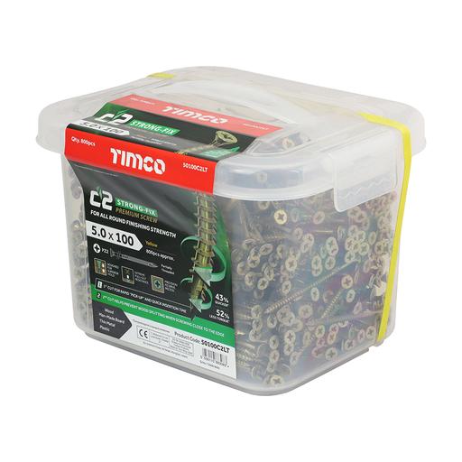 TIMCO C2 Strong-Fix - PZ - Double Countersunk - Twin-Cut - Yellow (5.0 x 100, Tub of 800)