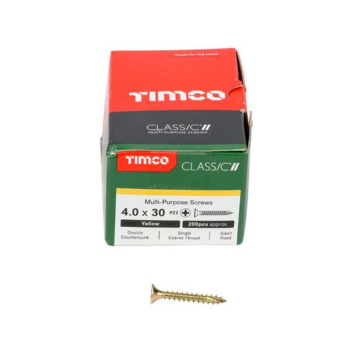 TIMco Classic Multi-Purpose Screws - PZ - Double Countersunk - Yellow 4.0x30mm