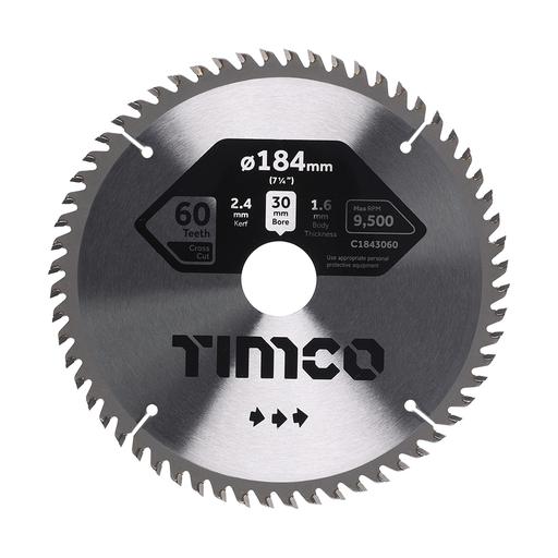 TIMCO Circular Saw Blade - Fine Trim/Finishing - Extra Fine (184 x 30 x 60T, Clamshell of 1)