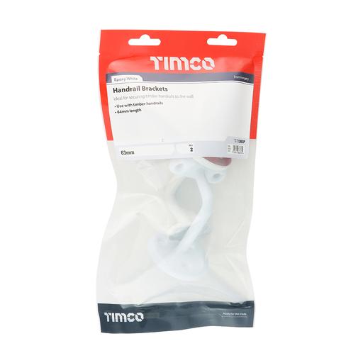TIMCO Steel Handrail Brackets - White (63mm, TIMbag of 2)