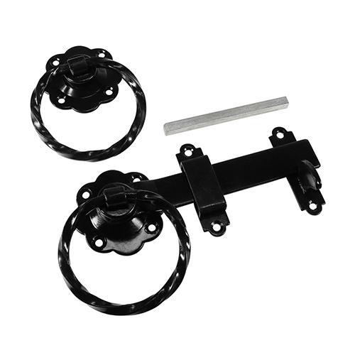 TIMCO Ring Gate Latch - Twisted - Black (6, Plain Bag of 1)
