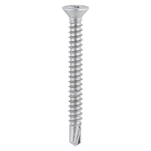 TIMCO Window Fabrication Screws - Countersunk - PH - Self-Tapping Thread - Self-Drilling Point - Martensitic Stainless Steel & Silver Organic (3.9 x 32, Box of 1000)