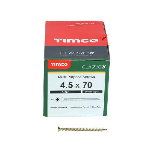 TIMco Classic Multi-Purpose Screws - PZ - Double Countersunk - Yellow 4.5x70mm