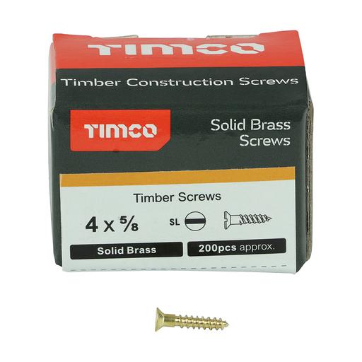 TIMco Solid Brass Woodscrews - SL - Countersunk 3.0x15mm