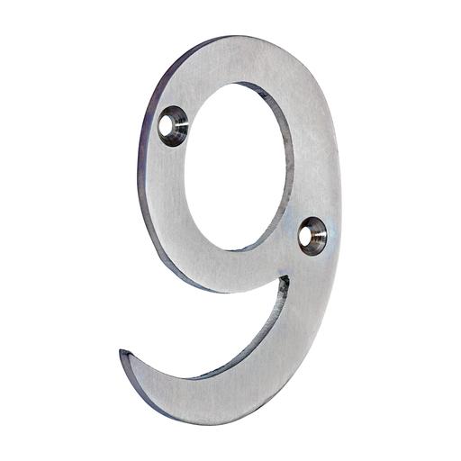 TIMCO Door Numeral 9 - Satin Chrome (75mm, Bag of 1)