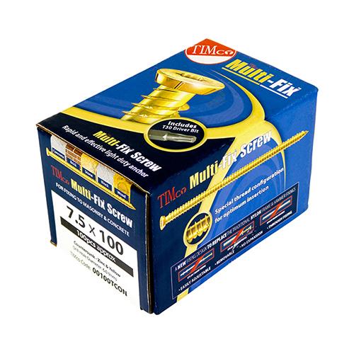 TIMCO Concrete Screws - TX - Flat Countersunk - Yellow (7.5 x 60, Box of 100)