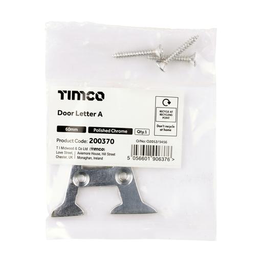 TIMCO Door Letter A - Polished Chrome (60mm, Bag of 1)