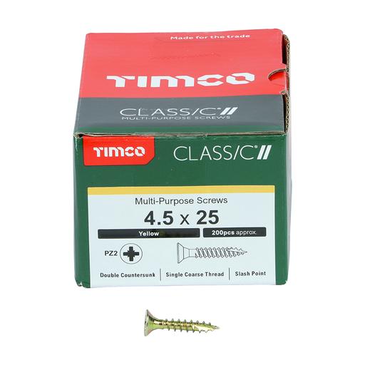 TIMco Classic Multi-Purpose Screws - PZ - Double Countersunk - Yellow 4.5x25mm