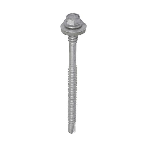 TIMCO Metal Construction Composite Panel Screws - Hex - Epdm Washer - Self-Drilling - Exterior - Silver Organic (5.5/6.3 x 82, Box of 100)