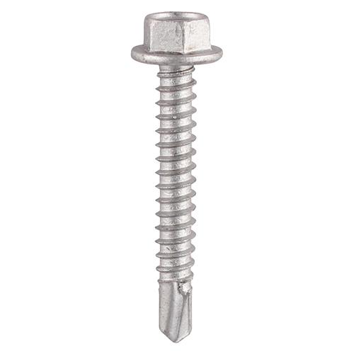 TIMCO Metal Construction Light Section Screws - Hex - Self-Drilling - Exterior - Silver Organic (5.5 x 38, TIMbag of 150)
