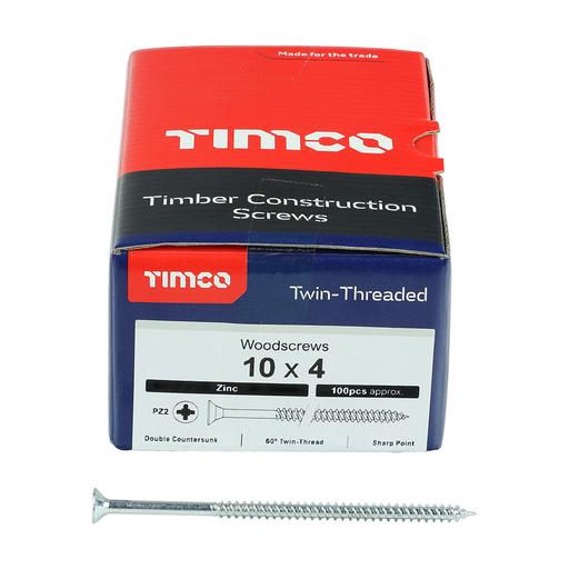 TIMco Twin-Thread Woodscrews - PZ - Double Countersunk - Zinc 5.0x100mm