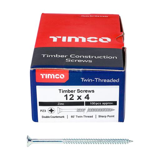 TIMco Twin-Thread Woodscrews - PZ - Double Countersunk - Zinc 6.0x100mm
