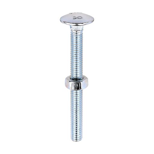 TIMCO Carriage Bolts & Hex Nuts - Zinc (M6 x 60, Box of 100)