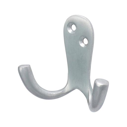 TIMCO Double Robe Hook - Satin Chrome (47 x 24mm, TIMpac of 1)