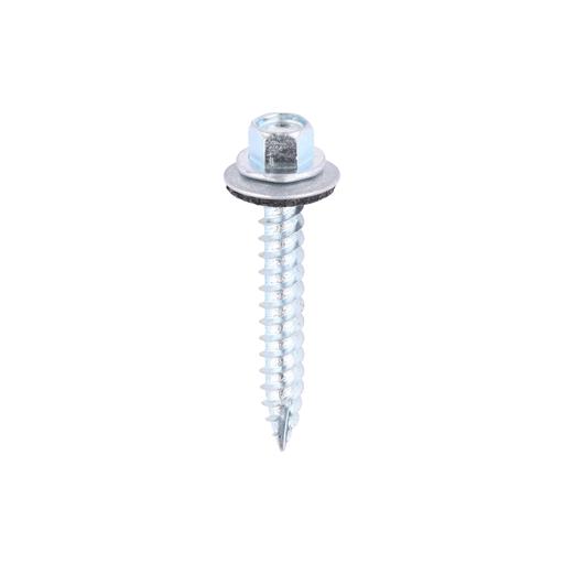 TIMCO Metal Construction Thin Sheet Metal To Timber Screws - Hex - Epdm Washer - Slash Point - Zinc (6.3 x 45, Bag of 100)