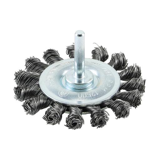 TIMCO Drill Wheel Brush - Twisted Knot Steel Wire (75mm, Blister Pack of 1)