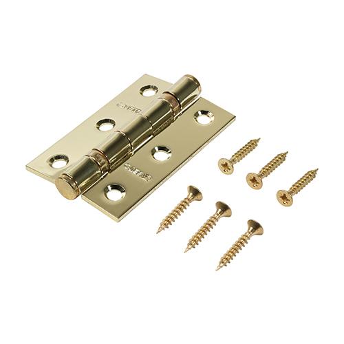 TIMCO Twin Ball Bearing Hinges - Steel - Electro Brass (76 x 51, Box of 1)