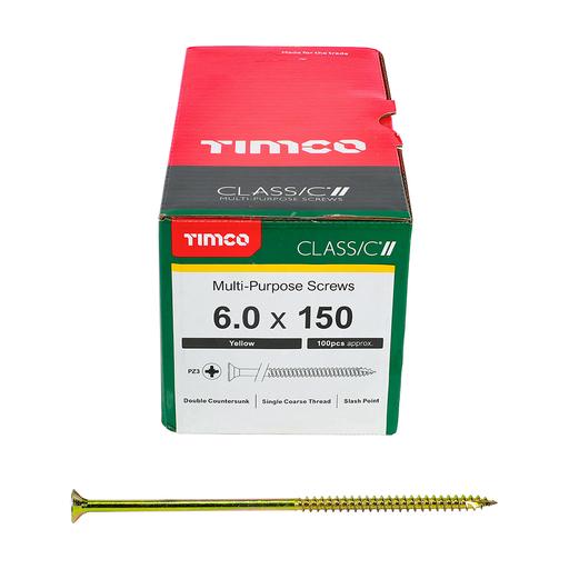 TIMco Classic Multi-Purpose Screws - PZ - Double Countersunk - Yellow 6.0x150mm