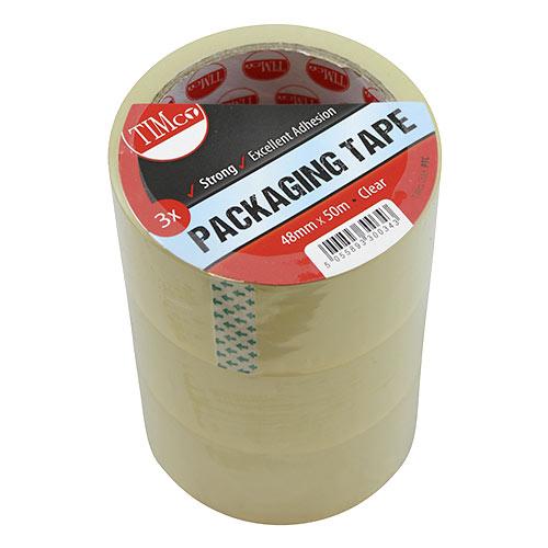 TIMCO Packaging Tape - Clear (50m x 48mm, Roll Pack of 3)