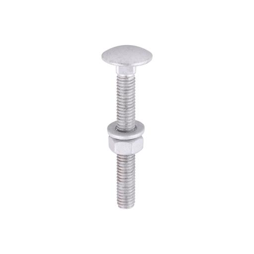 TIMCO Carriage Bolts Hex Nuts & Form A Washers - Dome - Exterior - Silver (M6 x 50, TIMbag of 10)