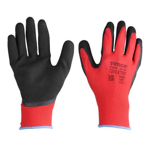 TIMCO Toughlight Grip Gloves - Sandy Latex Coated Polyester - Multi Pack (X Large, Bag of 12)