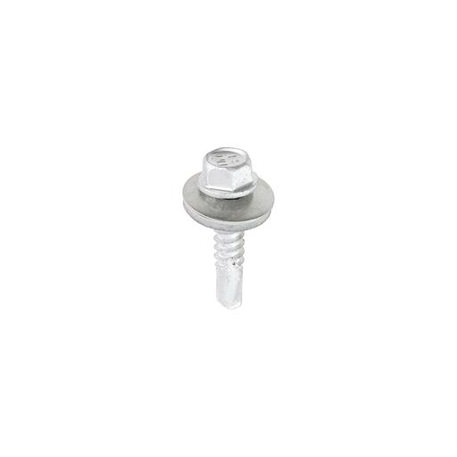 TIMCO Metal Construction Light Section Screws - Hex - Epdm Washer - Self-Drilling - Exterior - Silver Organic (5.5 x 25, Box of 100)