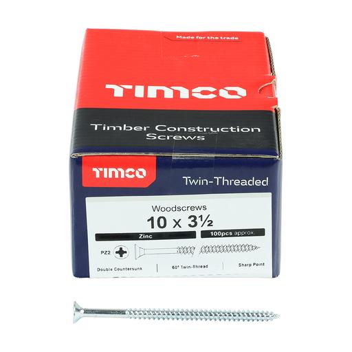 TIMco Twin-Thread Woodscrews - PZ - Double Countersunk - Zinc 5.0x90mm