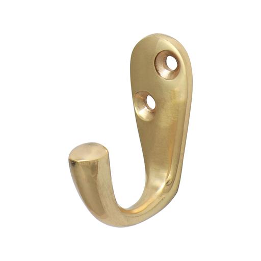 TIMCO Single Robe Hook - Polished Brass (44 x 18mm, TIMpac of 1)