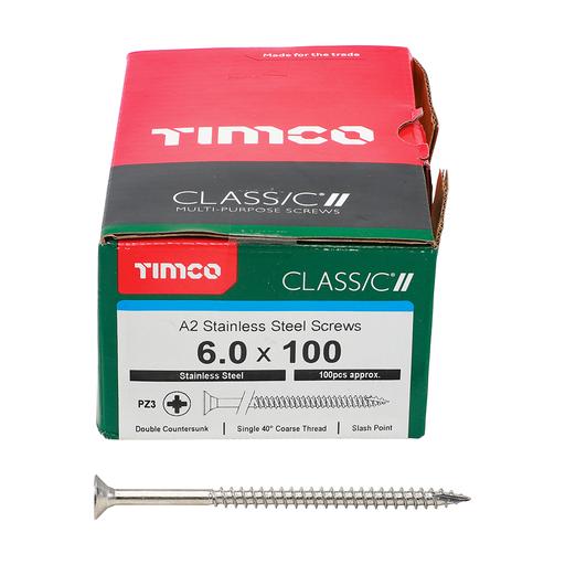 TIMco Classic Multi-Purpose Screws - PZ - Double Countersunk - Stainless Steel 6.0x100mm