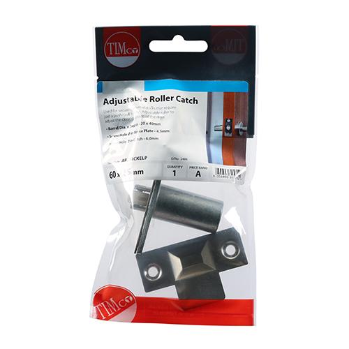 TIMCO Adjustable Roller Catch - Nickel (39mm, TIMpac of 1)