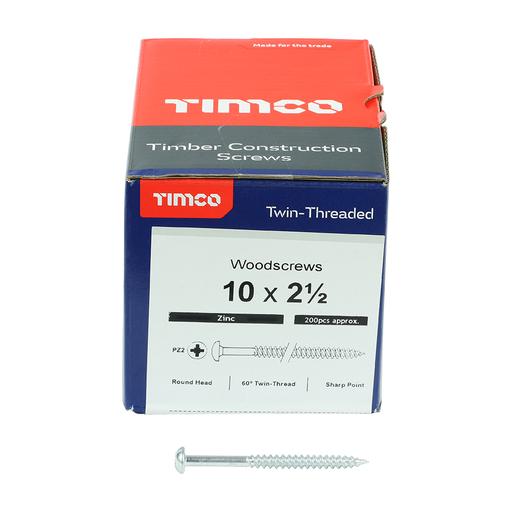 TIMco Twin-Thread Woodscrews - PZ - Double Countersunk - Zinc 5.0x60mm