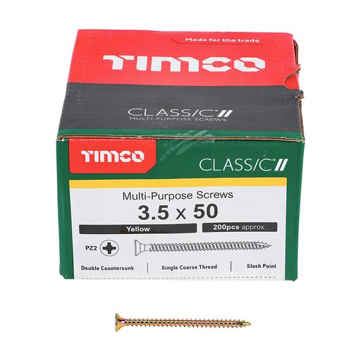 TIMco Classic Multi-Purpose Screws - PZ - Double Countersunk - Yellow 3.5x50mm