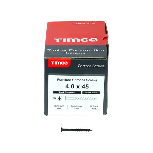 TIMco Carcass Screws - PZ - Black 4.0x45mm