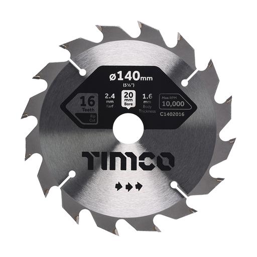 TIMCO Circular Saw Blade - General Purpose - Coarse/Medium (140 x 20 x 16T, Clamshell of 1)