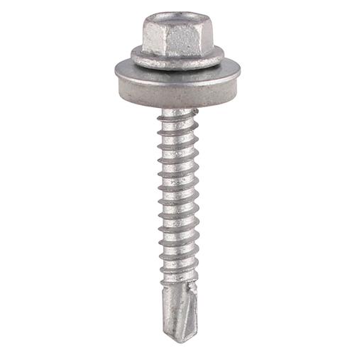 TIMCO Metal Construction Light Section Screws - Hex - Epdm Washer - Self-Drilling - Exterior - Silver Organic (5.5 x 50, TIMbag of 85)