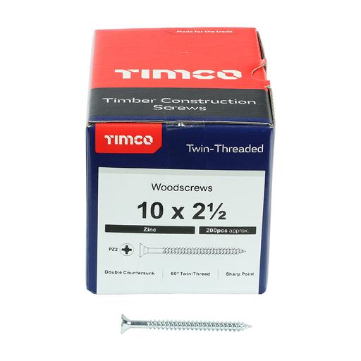 TIMco Twin-Thread Woodscrews - PZ - Double Countersunk - Zinc 5.0x60mm