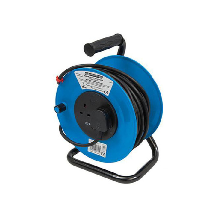 Silverline Free-Standing Cable Reel, 2 Sockets, 13 A, 25 m