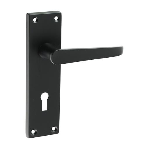TIMCO Victorian Straight Lock Handles - Matt Black (152 x 43, Blister Pack of 1)