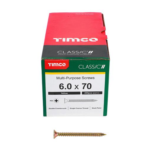 TIMco Classic Multi-Purpose Screws - PZ - Double Countersunk - Yellow 6.0x70mm