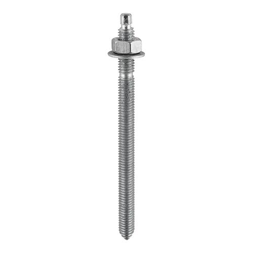 TIMCO Chemical Anchor Threaded Studs, Nuts & Washers - Hot Dipped Galvanised (M8 x 110, Box of 10)