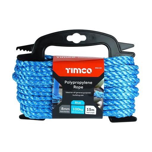 TIMCO Polypropylene Rope - Blue - Winder (8mm x 15m, Unit of 1)