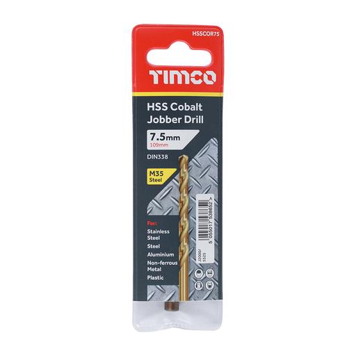 TIMCO Ground Jobber Drills - Cobalt M35 (7.5mm, Wallet of 1)
