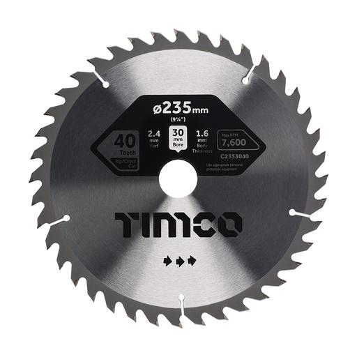TIMCO Circular Saw Blade - General Purpose - Coarse/Medium (235 x 30 x 40T, Clamshell of 1)