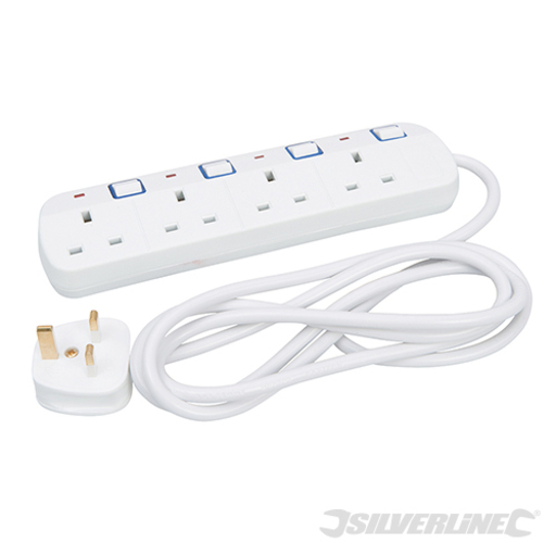 Switched Extension Lead 4-Way, 2m